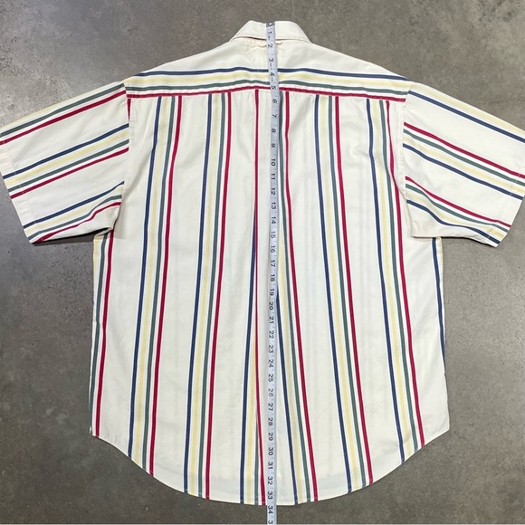 Vintage Tommy Hilfiger Multi Stripe 90s Y2K Button Down Short Sleeve Shirt - Picture 9 of 9